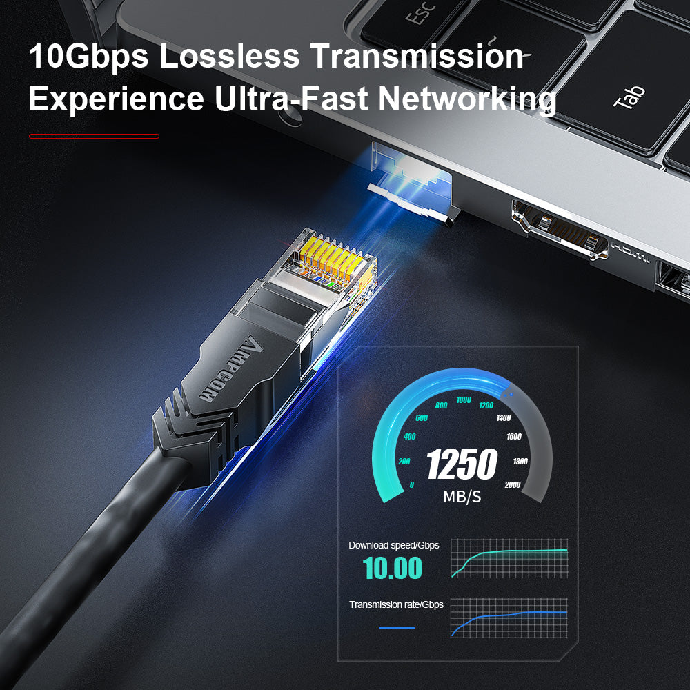 كابل توصيل شبكة AMPCOM CAT6/CAT6a غير محمي (UTP) LSZH لتوصيلات مراكز البيانات أو أسلاك أنظمة المراقبة