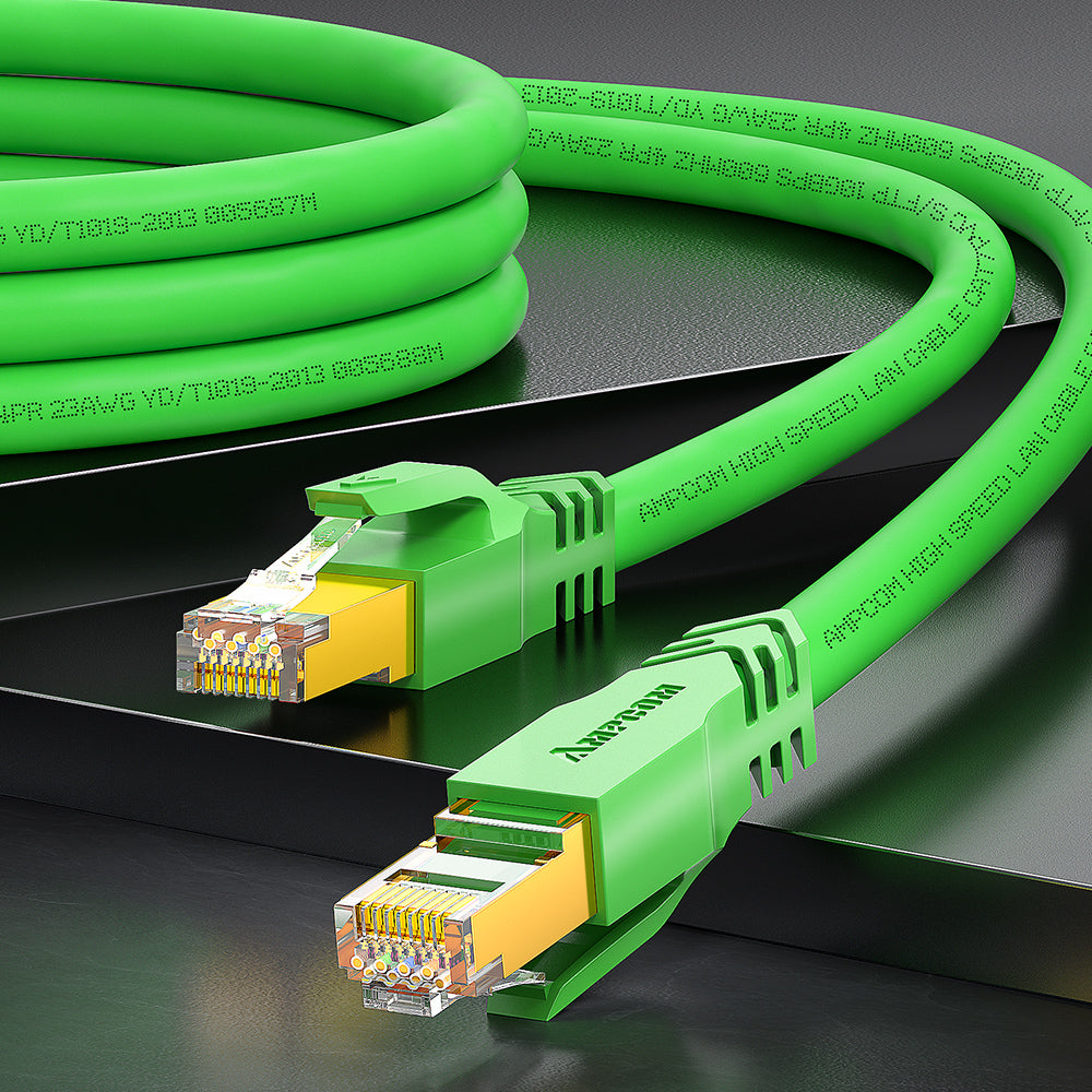 كابل توصيل شبكة AMPCOM Cat7 26AWG محمي بدون تشابك (S/FTP)، غلاف PVC فائق المرونة