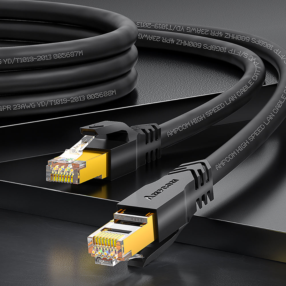 كابل توصيل شبكة AMPCOM Cat7 26AWG محمي بدون تشابك (S/FTP)، غلاف PVC فائق المرونة