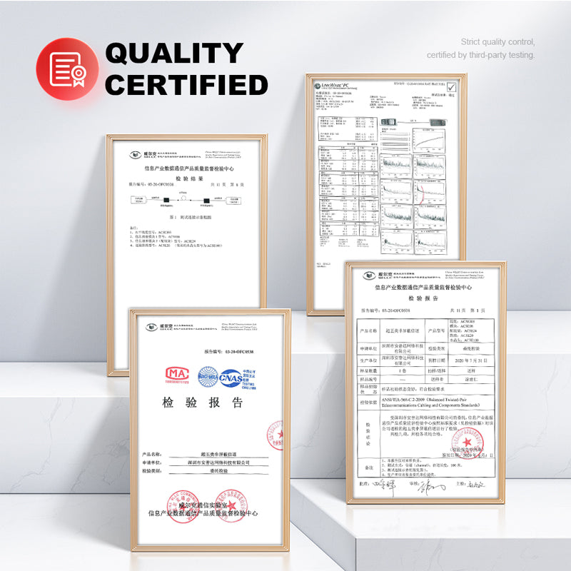 كابل توصيل شبكة AMPCOM CAT5e/CAT6 غير محمي (UTP) PVC لأجهزة الكمبيوتر المكتبية والمودم والموجه