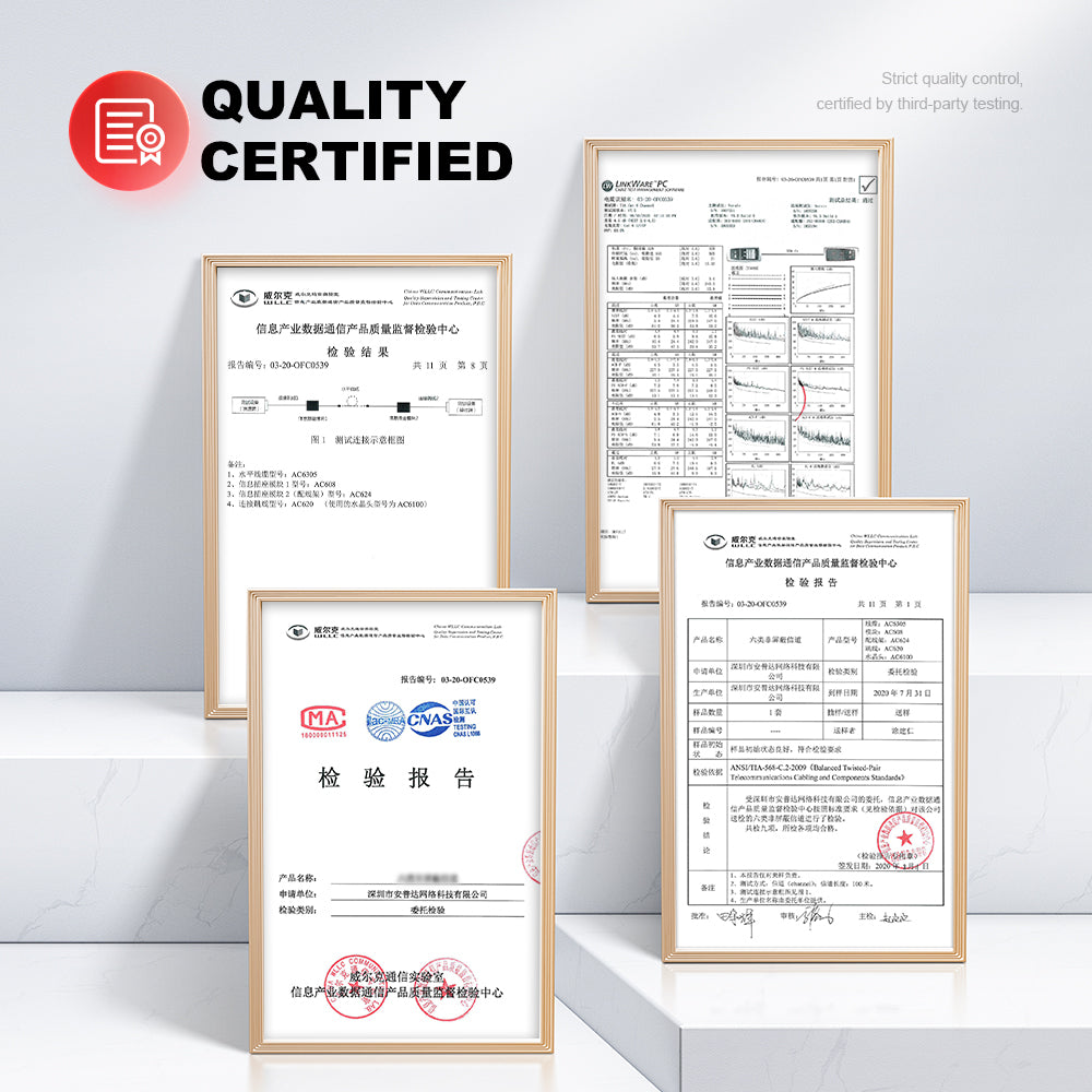 كابل توصيل شبكة AMPCOM CAT5e/CAT6 غير محمي (UTP) PVC لأجهزة الكمبيوتر المكتبية والمودم والموجه