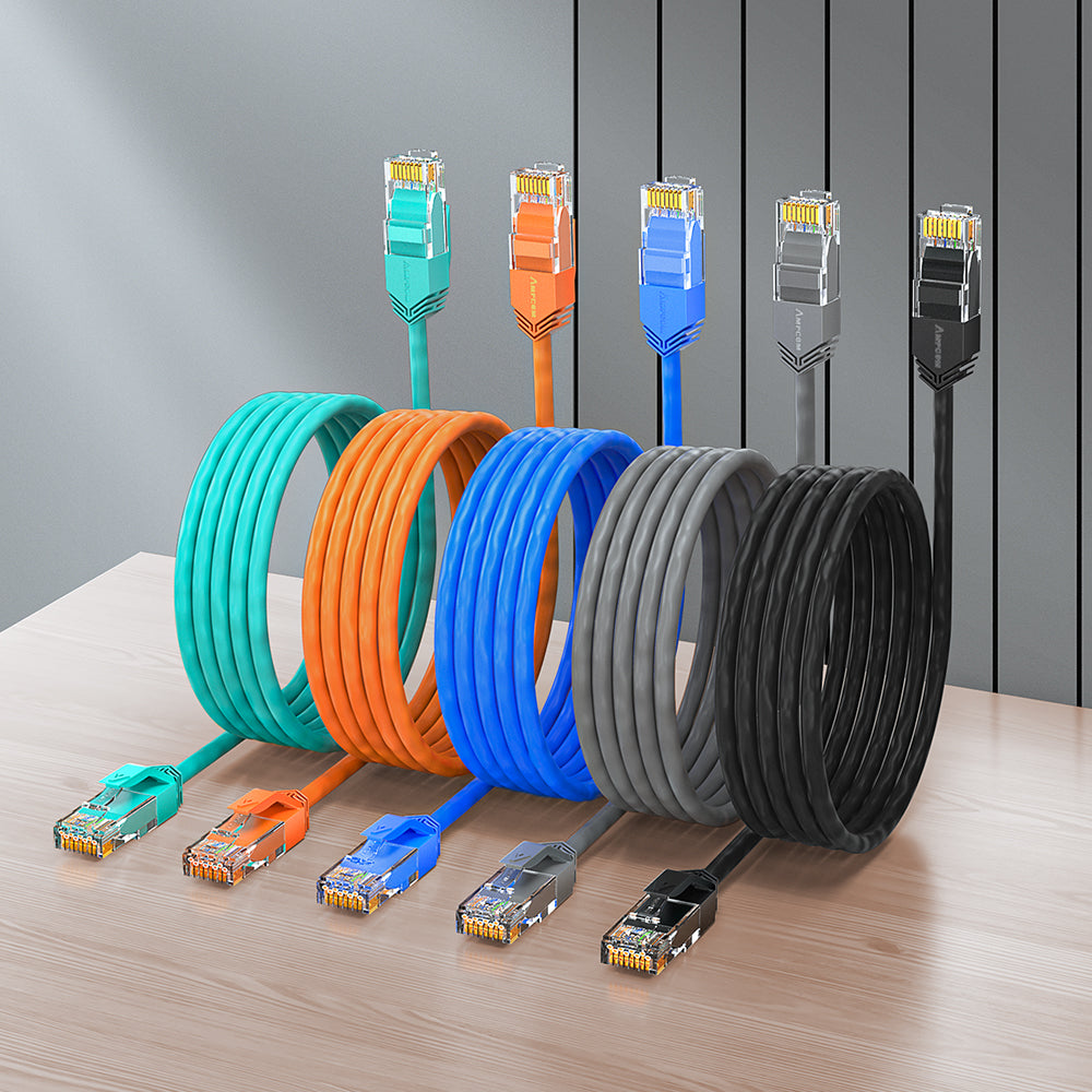 AMPCOM Cat6a 28AWG UTP Patch Cable,  Ultra-Slim, LSZH, for Structured Cabling and Surveillance System Wiring