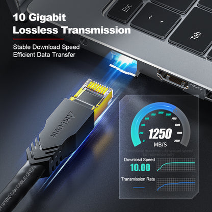 كابل توصيل شبكة AMPCOM Cat7 26AWG محمي بدون تشابك (S/FTP)، غلاف PVC فائق المرونة