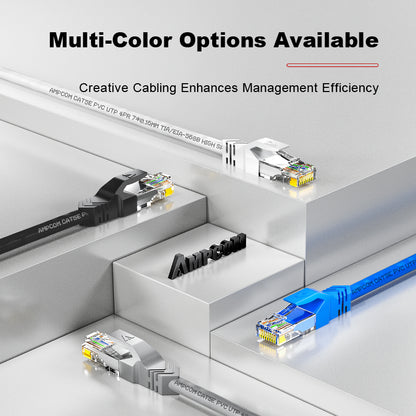 كابل توصيل شبكة AMPCOM CAT5e/CAT6 غير محمي (UTP) PVC لأجهزة الكمبيوتر المكتبية والمودم والموجه