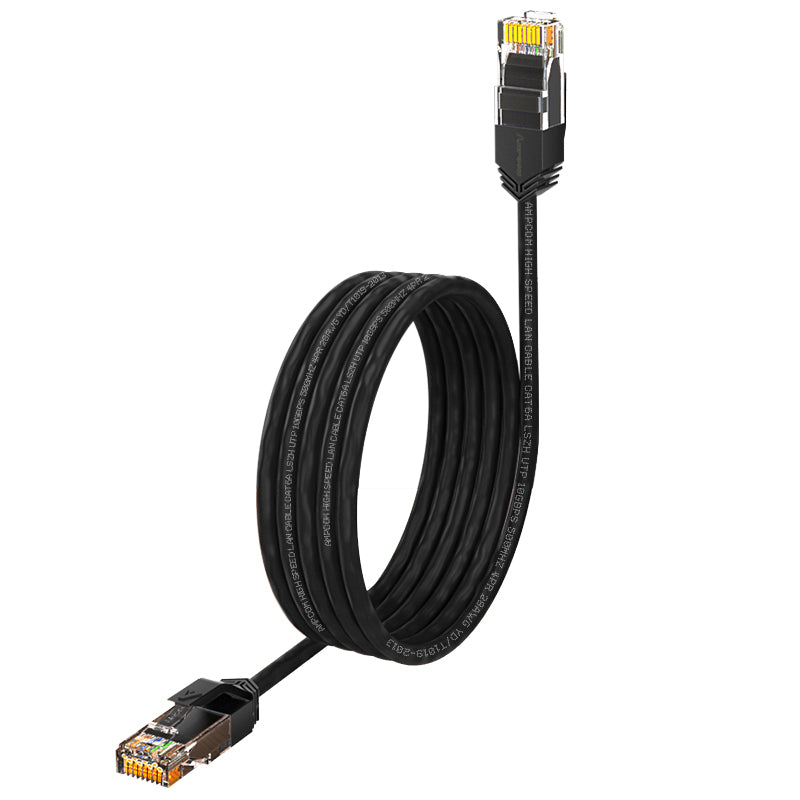 AMPCOM Cat6a 28AWG UTP Patch Cable,  Ultra-Slim, LSZH, for Structured Cabling and Surveillance System Wiring